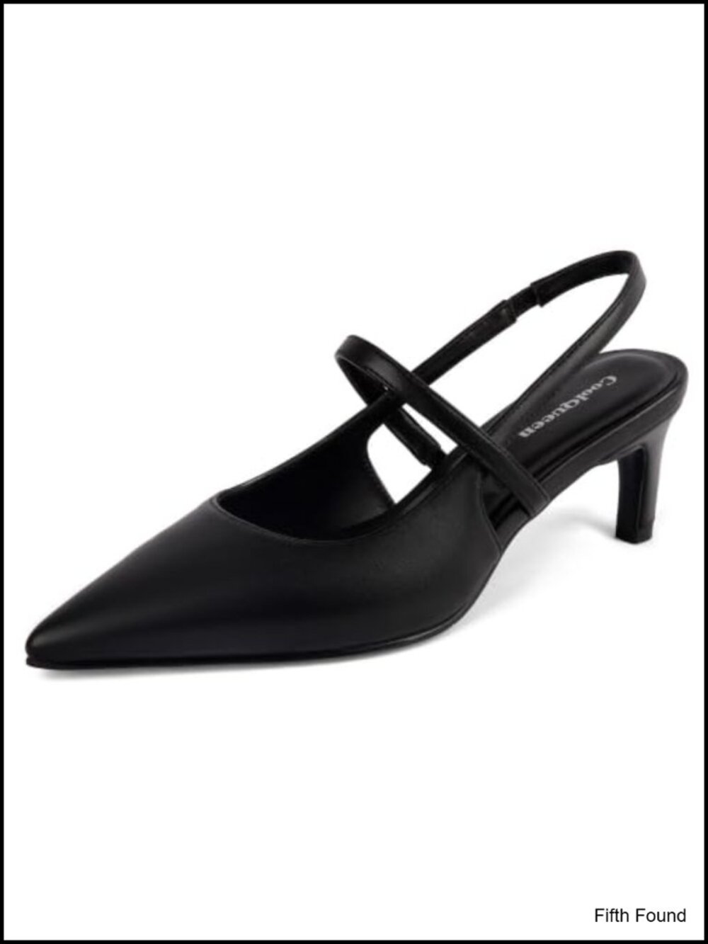 Women's Kitten Heel Slingback Pumps Faux Leather Pointed Closed Toe